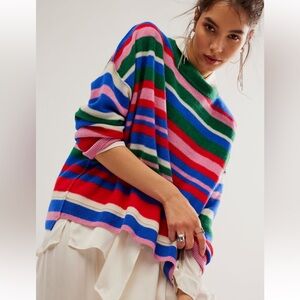 Free People Easy Street Cashmere Multi Stripe Sweater